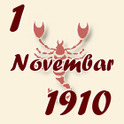 Škorpija, 1 Novembar 1910.