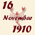 Škorpija, 16 Novembar 1910.