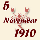 Škorpija, 5 Novembar 1910.