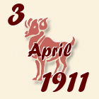 Ovan, 3 April 1911.
