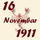 Škorpija, 16 Novembar 1911.