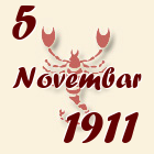 Škorpija, 5 Novembar 1911.