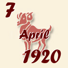 Ovan, 7 April 1920.