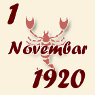 Škorpija, 1 Novembar 1920.