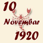 Škorpija, 10 Novembar 1920.