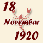 Škorpija, 18 Novembar 1920.
