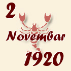 Škorpija, 2 Novembar 1920.