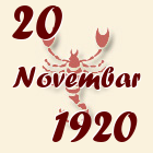 Škorpija, 20 Novembar 1920.
