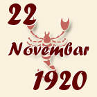 Škorpija, 22 Novembar 1920.