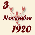 Škorpija, 3 Novembar 1920.