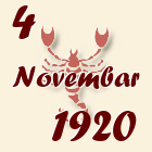 Škorpija, 4 Novembar 1920.