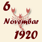 Škorpija, 6 Novembar 1920.