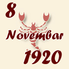 Škorpija, 8 Novembar 1920.