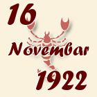 Škorpija, 16 Novembar 1922.