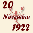 Škorpija, 20 Novembar 1922.