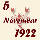 Škorpija, 5 Novembar 1922.