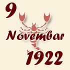 Škorpija, 9 Novembar 1922.
