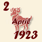 Ovan, 2 April 1923.