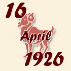 Ovan, 16 April 1926.