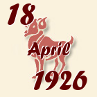 Ovan, 18 April 1926.