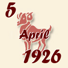 Ovan, 5 April 1926.