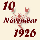 Škorpija, 10 Novembar 1926.