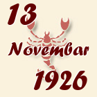 Škorpija, 13 Novembar 1926.