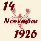 Škorpija, 14 Novembar 1926.