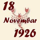 Škorpija, 18 Novembar 1926.