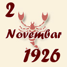 Škorpija, 2 Novembar 1926.