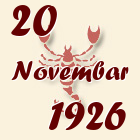 Škorpija, 20 Novembar 1926.