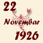 Škorpija, 22 Novembar 1926.