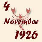 Škorpija, 4 Novembar 1926.