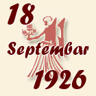 Devica, 18 Septembar 1926.