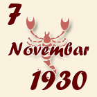 Škorpija, 7 Novembar 1930.