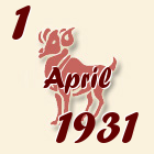Ovan, 1 April 1931.