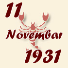Škorpija, 11 Novembar 1931.