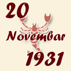 Škorpija, 20 Novembar 1931.