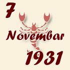 Škorpija, 7 Novembar 1931.