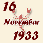 Škorpija, 16 Novembar 1933.