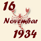 Škorpija, 16 Novembar 1934.