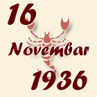 Škorpija, 16 Novembar 1936.