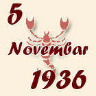 Škorpija, 5 Novembar 1936.