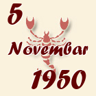 Škorpija, 5 Novembar 1950.