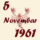 Škorpija, 5 Novembar 1961.
