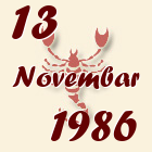 Škorpija, 13 Novembar 1986.
