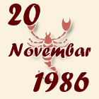Škorpija, 20 Novembar 1986.