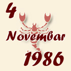 Škorpija, 4 Novembar 1986.