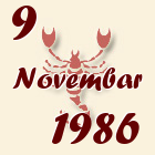 Škorpija, 9 Novembar 1986.