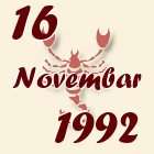 Škorpija, 16 Novembar 1992.